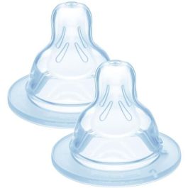MAM Tetina Anatómica de Silicona para Biberón - Flujo Lento 1 - Imita Succión Materna - Juego de 2 Transparente