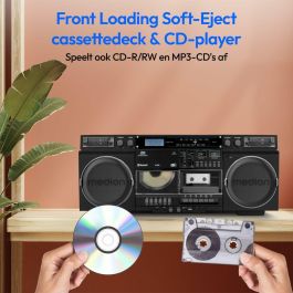 Medion MED4061275229943 Radio Ghetto Blaster FM DAB+ Vintage - CD/Casete/USB/MP3 - 2 x 10 W RMS - Negro