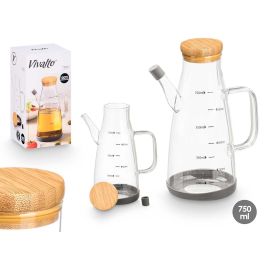Vivalto Aceitera de Vidrio Borosilicato Transparente para Aceite con Tapa de Bambú y Sello de Silicona, 750 ml, 17x21x10 cm (12 Unidades) Precio: 75.58999954. SKU: B1GTBQGXVX