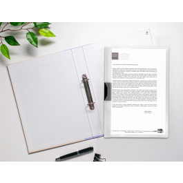 Liderpapel Dossier Pinza Lateral Polipropileno DIN A4 Transparente para 30 Hojas con Pinza Deslizante