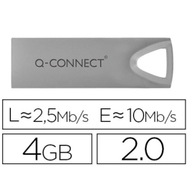 Q-connect Memoria USB Flash Premium 4GB 2.0 Plateado Compacto Ligero