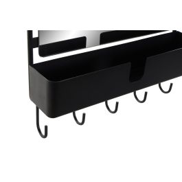 DKD Home Decor Espejo Loft Negro de Metal con Perchero – Medidas: 72 cm Alto, 40 cm Ancho, 9 cm Fondo – Peso 4.25 kg