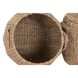 DKD Home Decor Cesta Natural 42 x 48 x 42 cm Set de 2 con Tapa