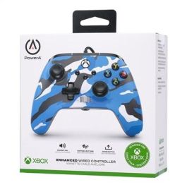 Power A 1525941-01 Mando con Cable Enhanced para Xbox Series X|S, Camuflaje Azul, Xbox One y Windows 10/11