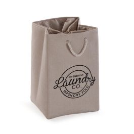 Cesto para la Ropa Sucia Versa Crema Poliéster PVC Metal EVA 30 x 55 x 36 cm