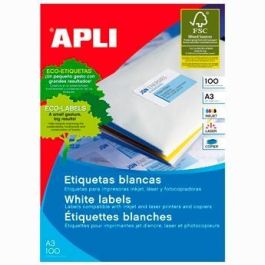 Apli Etiquetas Adhesivas Blancas C-Rectos A3 297x420 mm Inkjet-Láser 100 Hojas Precio: 43.79000043. SKU: S8400980
