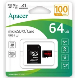 Apacer Tarjeta de Memoria MicroSDXC 64GB UHS-I Clase 10 con Adaptador SD - Velocidad hasta 100MB/s (AP64GMCSX10UB-R) Precio: 10.58999986. SKU: B1DCZY24JE