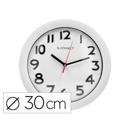 Reloj Q-Connect De Pared Plastico Oficina Redondo 30 cm Marco Blanco