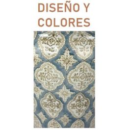 DKD Home Decor Jarrón Árabe de Porcelana, Hecho a Mano, Colección Azima, Color Beige y Azul, 15x15x30 cm (Set de 2 Unidades)