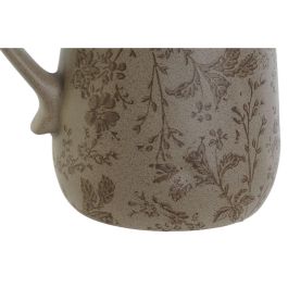 DKD Home Decor Jarra Decorativa Shabby Chic de Gres con Hojas Marrón Verde Acabado Mate 12x18.5x17 cm Apto Lavavajillas