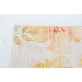 DKD Home Decor Alfombra Tropical de Flores Amarilla y Blanca 240x60x0.7 cm, de Poliéster y Algodón (2 Unidades)