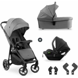 Hauck HAU1731474471948 Set de Viaje 3 en 1 Shop N Care Trio - Cochecito, Capazo, Silla de Auto, Adaptadores - 4 Ruedas - Gris