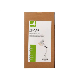 Q-connect Lámpara de Escritorio Polaris Metálica con Interruptor, Brazo Doble y 3 Articulaciones, Color Blanco