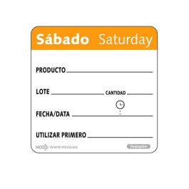 NCCO SRIDU2206 - Rollo de 500 etiquetas - "SÁBADO" - 5 x 5 cm - Blanco y naranja - Venta 1 unidad. NCCO SRIDU2206 - Rollo de 500 etiquetas - "SÁBADO" - 5 x 5 cm - Blanco y naranja - Venta 1 unidad. Precio: 18.49999976. SKU: B15B8DLC9M