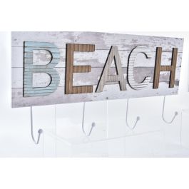 DKD Home Decor Perchero Pared O grove Marron Turquesa Madera Metal 45 x 23 x 5 cm (2 Unidades)