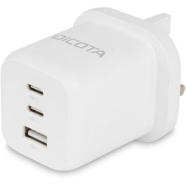 DICOTA D32055 Cargador de Pared GaN Compact 3 Puertos USB-C/A 65W Carga Rápida Power Delivery UK Blanco
