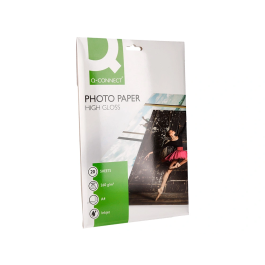 Q-connect KF02163 Papel Fotográfico Glossy A4 260gr Digital Photo Ink-Jet para Impresora Bolsa 20 Hojas Alta Calidad