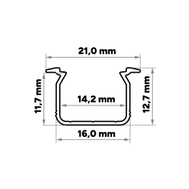 KIMERA UHRE Perfil Aluminio Anodizado Negro con Difusor Opal, Tapones y Clips Sujección 2,02M