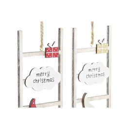 DKD Home Decor Decoración Colgante de Navidad Tradicional de Madera, Blanco Rojo, 1x22x7 cm - 12 Unidades Surtidas Aleatoriamente