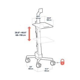 Ergotron Neo-Flex LCD Cart - Carro/Soporte Multimedia con Ruedas para Pantallas Planas hasta 27" (68.6 cm), 11.8 kg, Inclinación y Giro, Bandeja Teclado, Bloqueo y Gestión de Cables