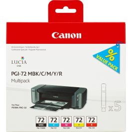 Canon Multipack Tinte PGI72 Cian, Magenta, Negro mate, Rojo, Amarillo para Canon PIXMA PRO-10 Precio: 102.50000024. SKU: B1DSCVRANC