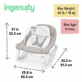 Ingenuity ING17499 Mecedora para bebé 3 en 1 Keep Cozy - Linden - 3 posiciones, arco con peluches extraíbles, hasta 18 kg