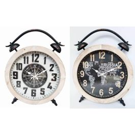 Reloj Sobremesa Vintage DKD Home Decor Negro Natural 6.5 x 52.5 x 41 cm (2 Unidades)