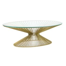 DKD Home Decor Mesa Centro Moderna Dorada de Acero y Cristal, Desmontable. Medidas: Largo 66 x Ancho 138 x Alto 46 cm. Precio: 510.59000047. SKU: B1894E9FLN