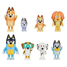 MOOSE 17199 Pack 8 Figuras Bluey Familia y Amigos - Juguete de Colección para Niños +3 Años