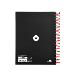 Antartik Cuaderno espiral A5 micro tapa forrada 120 hojas 90 gr horizontal negro