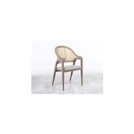 DKD Home Decor Silla Tradicional de Abeto y Ratán, Colores Gris Oscuro y Natural, Dimensiones 55x88x59 cm, Set de 2 Unidades