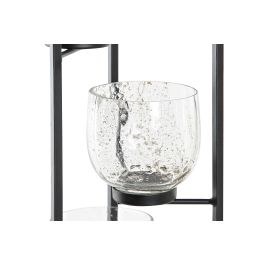DKD Home Decor Portavela Elegant Negro Transparente Hierro Cristal 18 x 76 x 18 cm