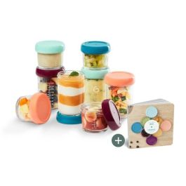 Babymoov Babybols - 8 frascos de vidrio de 120 y 240 ml - herméticos - Incluye folleto de recetas orgánicas