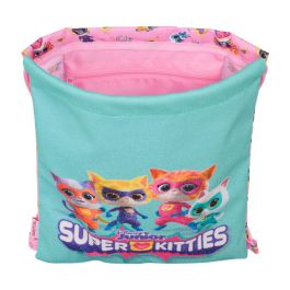 Bolsa Mochila con Cuerdas SuperKitties Rosa Turquesa 26 x 34 x 1 cm