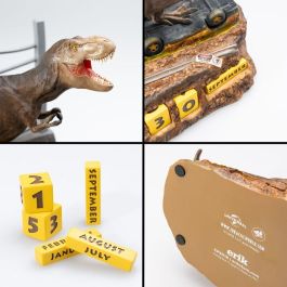 ERIK Calendario Perpetuo 3D Jurassic Park 12,1x12,1x23cm Resina Pintado a Mano Decoración Regalo Alta Calidad