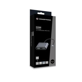 Conceptronic DONN16GR Hub Usb Tipo C 4 en 1 a HDMI, VGA, USB-C PD 100W, USB 3.0