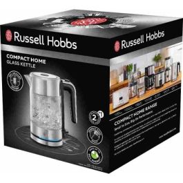 Russell Hobbs 24191-70 Hervidor de vidrio compacto 0.8 L 2200 W, acero inoxidable e iluminación azul
