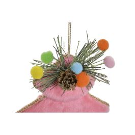 DKD Home Decor Decoración Colgante Navidad Fantasía Árbol Rosa Verde Porexpan Poliester 4x18x16cm (12 Unidades)