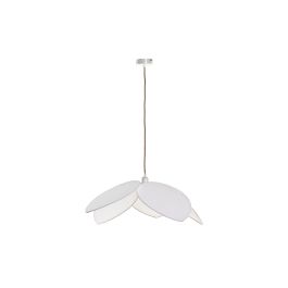 DKD Home Decor Lámpara de Techo Urban de Metal y Lino, Blanca, con 5 Hojas, E27 50W, 70x70x16 cm (Pack de 4 Unidades)