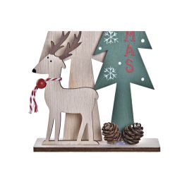 DKD Home Decor Figura Decorativa Navideña Árbol de MDF Tradicional Colores Verde y Natural 32 cm Alto (8 Unidades)