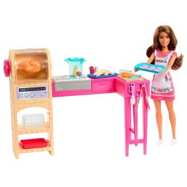 Barbie Jct06 Muñeca Teresa Cocinera Juego de Cocina con Mueble, Horno Asador Giratorio, +20 Accesorios y Delantal