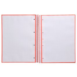 Cuaderno Espiral A4 Micro Antartik Tapa Forrada 80H 90 gr Cuadro 5 mm 1 Banda 4 Taladros Rosa Claro