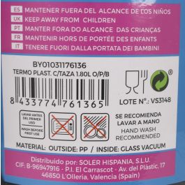 Thermosport Termo Plástico con Taza 1.80L - Colores O/P/B (6 Unidades)