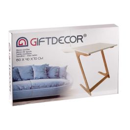 Kinvara Mesa Auxiliar Bambu 40x60x68.5 cm Blanco/Natural (Set de 4)