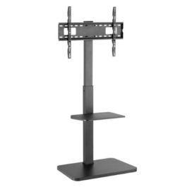 Equip Soporte de Suelo para TV, Compatible con VESA hasta 600x400, Ajustable en Altura, Capacidad de Carga 40kg, con Estante para Equipos y Gestión de Cables
