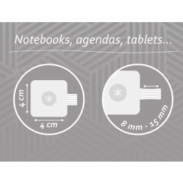 Antartik Portabolígrafo Autoadhesivo para Cuaderno, Agenda y Tablet hasta 15mm Grosor, Gris y Turquesa