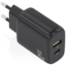 AISENS - CARGADOR GaN 30W, 1xUSB-C PD3.0 QC4.0, 1xUSB-A QC3.0, NEGRO Precio: 5.79000004. SKU: B17E9KZPD7