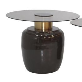 DKD Home Decor Mesita Auxiliar Moderno Negro Dorado Cristal y Metal 59 x 59 x 46 cm Precio: 108.49999941. SKU: B1AKAD8K45