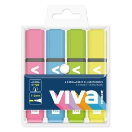 Molin Marcador Fluorescente Viva C-Surtidos, Tinta Universal Extra Luminosa, Blíster 4 Unidades Precio: 1.9499997. SKU: B19DYYNFWD