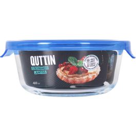 Quttin Fiambrera Redonda con Tapa Azul 400cc 13.5x5.5 cm (12 Unidades)